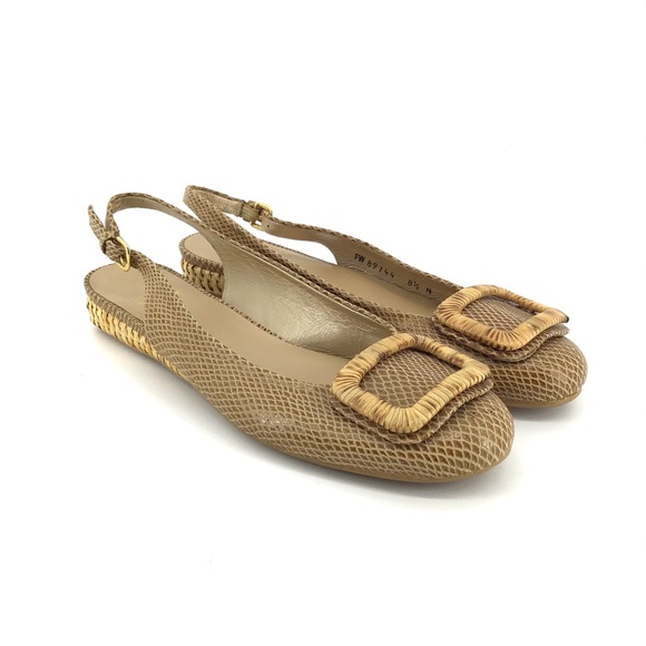 Stuart Weitzman Shoes - STUART WEITZMAN Snakeskin Slingback Wickers Flats